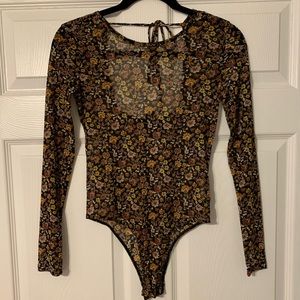 Forever 21 sheer long sleeve leotard